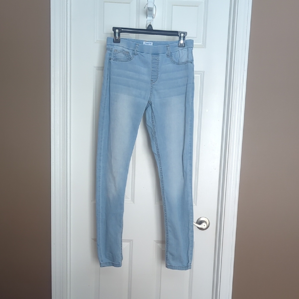 Mayoral Girls Light Blue Skinny Jeans Worh Stretch